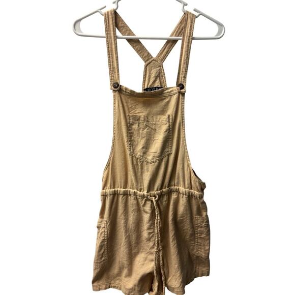 Ladies Hot Kiss Tan Linen Overalls M - Picture 1 of 6